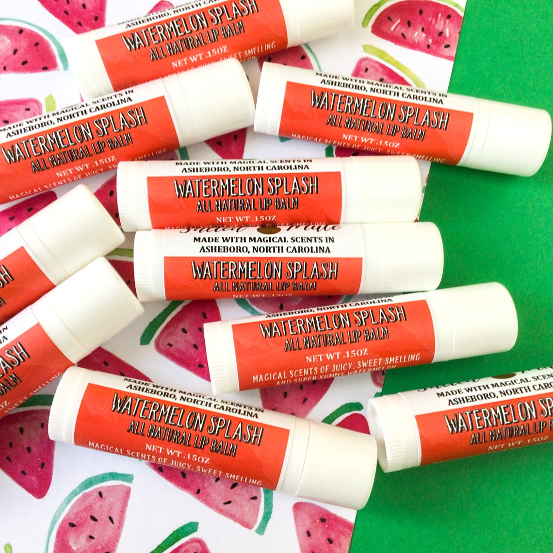 Watermelon Splash Lip Balm All Natural Flavored Lip Balm Etsy
