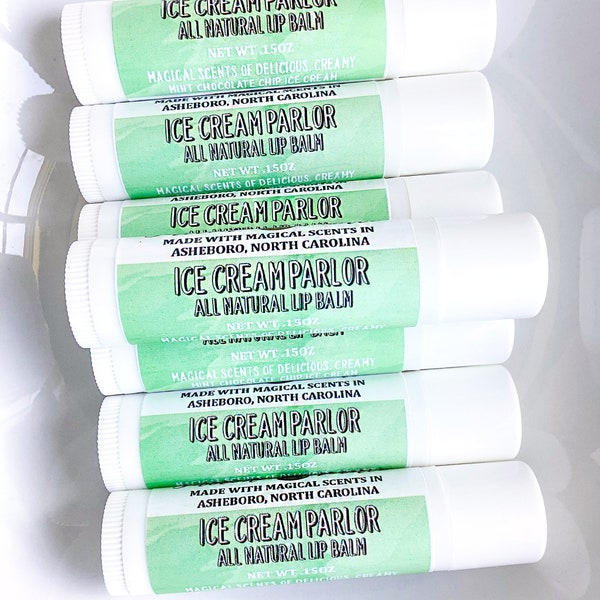 Ice Cream Parlor Lip Balm | All Natural Lip Balm | Flavored Lip Balm | Mint Chocolate Chip | Organic | Bath and Body | Lip Polish | Scented