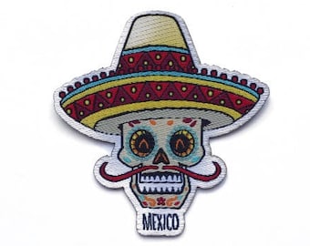 Travel patch: Mexico (Calavera, skull with Mexican hat)