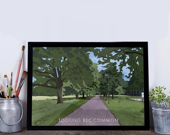 Tooting Bec Common - Giclée Art Print - South London Poster