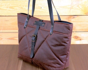 Waxed canvas small bag, handmade waxed canvas tote, every day bag, wax canvas, Canvas and leather bag, fabric tote bag, small tote bag