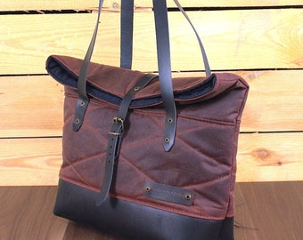 Waxed Canvas Small bag , Waxed Canvas Tote Bag, Travel Bag, Canvas Tote, tote bag with leather, canvas bag, small bag, canvas and leather