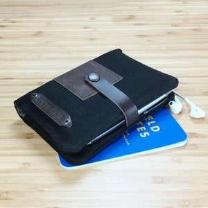 Waxed canvas travel notebook, waxed canvas cover for field notes