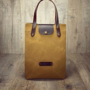 Waxed canvas lunch box for women, small food bag for work, snack bag with handles