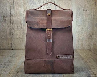 Waxed canvas bag for food, men's bag for work