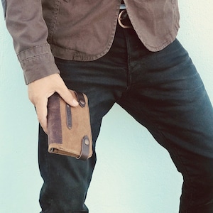 waxed canvas tobacco bag, organizer for tobacco, waxed canvas roll up pouch for your tobacco