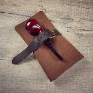 Waxed canvas roll-up pouch for pipe and tobacco or compass, water-repellent tobacco case