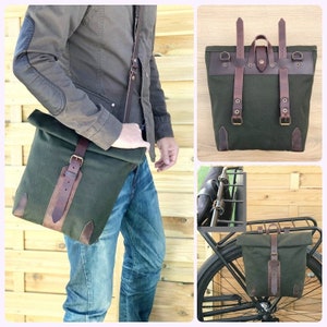Convertible canvas waxed messenger bag for bicycles, City Bike Accessories