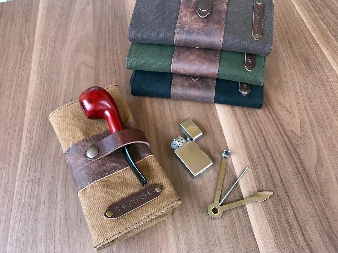 Waxed Canvas Pipe Case, Accessories Smokers, Waterrepellent Tobacco