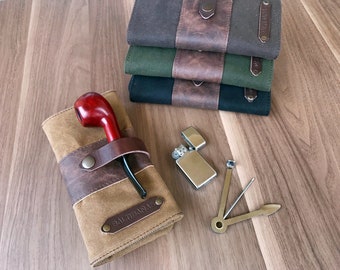Estuche de lona encerado para pipa, accesorios para fumadores, Estuche repelente al agua para tabaco.