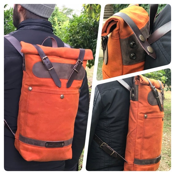 small waxed canvas backpack