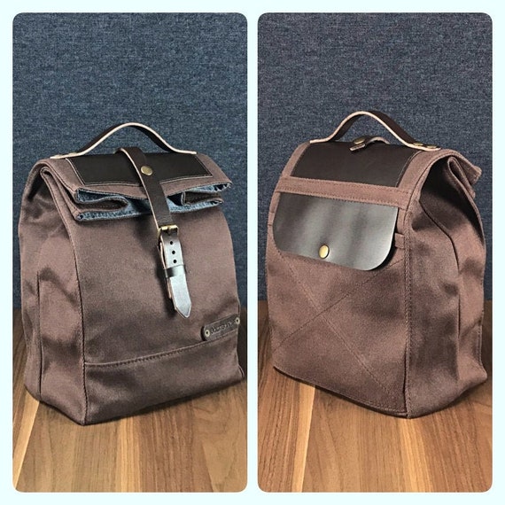 waxed canvas lunch bag with handle