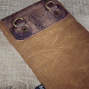 Waxed canvas cell phone case, waxed belt cell phone case, waxed hanging cell phone case image 6