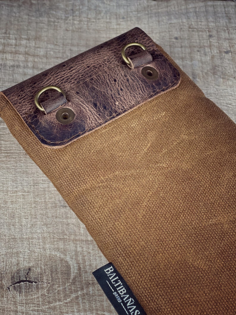 Waxed canvas cell phone case, waxed belt cell phone case, waxed hanging cell phone case image 6
