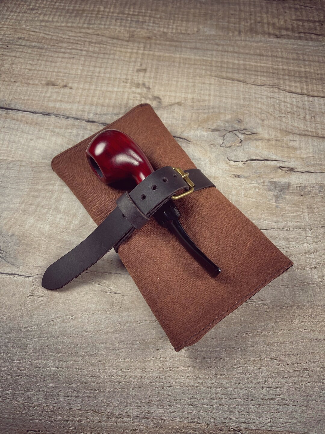 Waxed Canvas Rollup Pouch for Pipe and Tobacco or Compass, Water