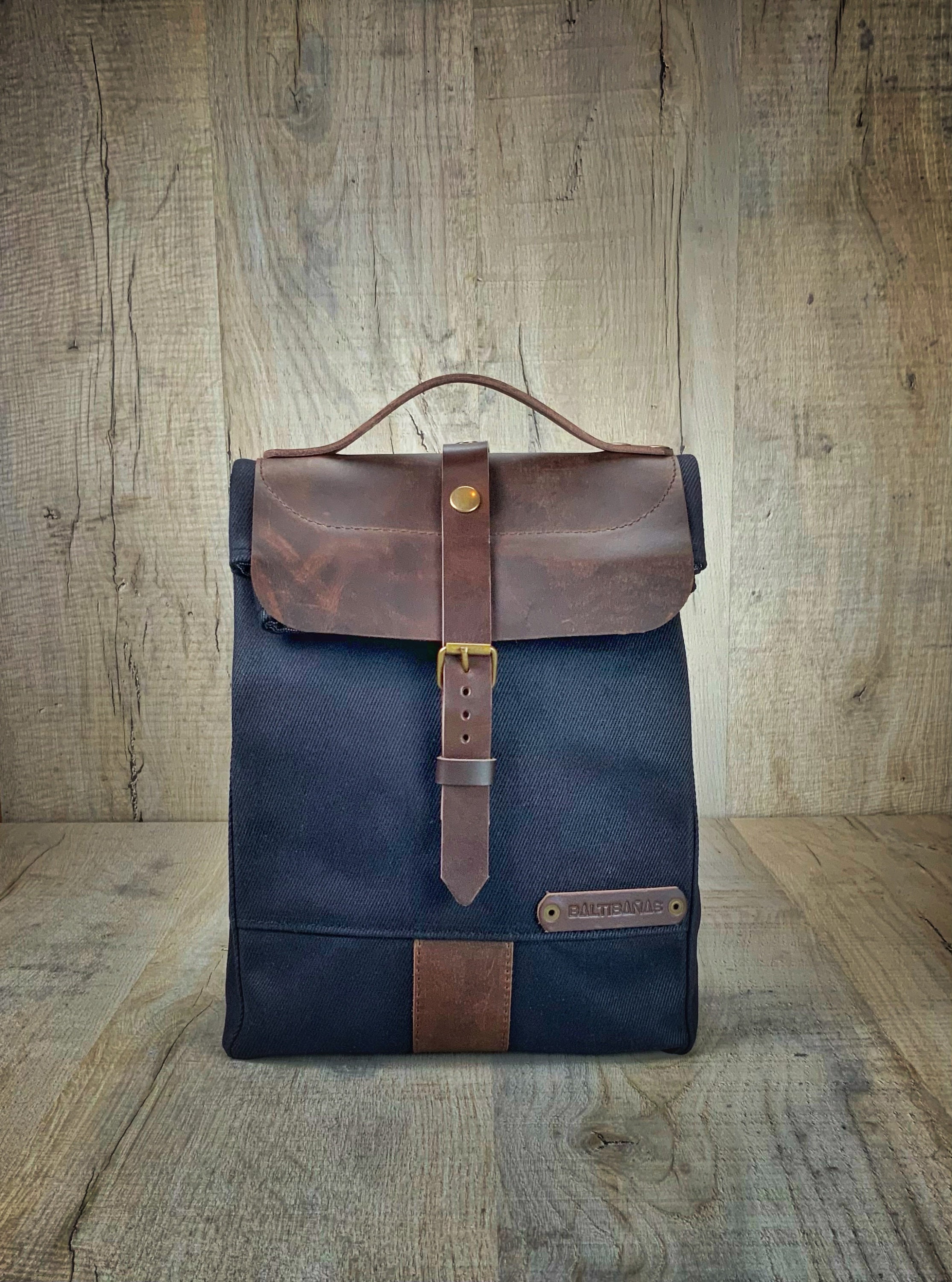 Lunch bag with leather handle and cutlery pocket large bag to Etsy