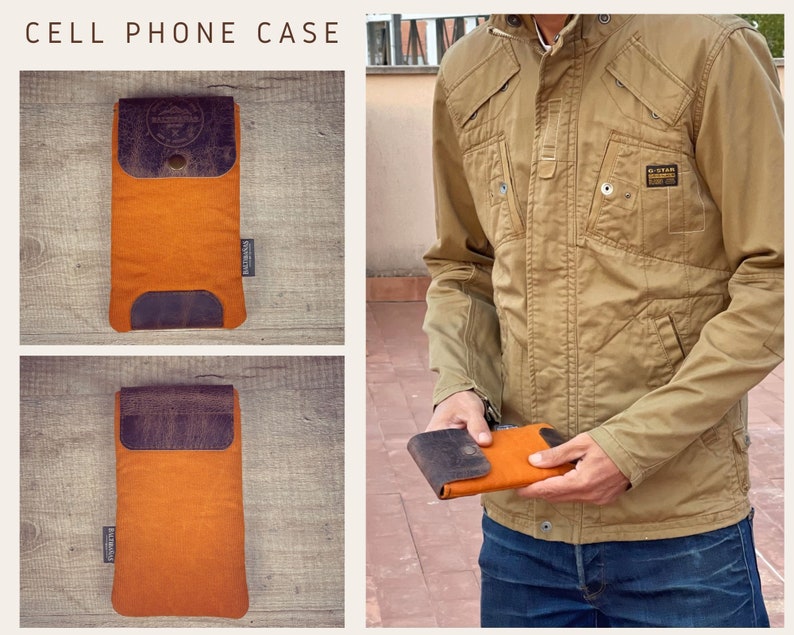 Waxed canvas cell phone case, waxed belt cell phone case, waxed hanging cell phone case image 7