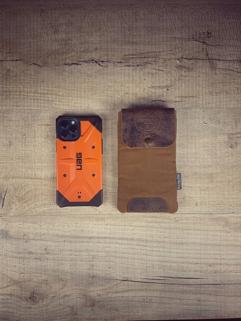 Waxed canvas cell phone case, waxed belt cell phone case, waxed hanging cell phone case image 3