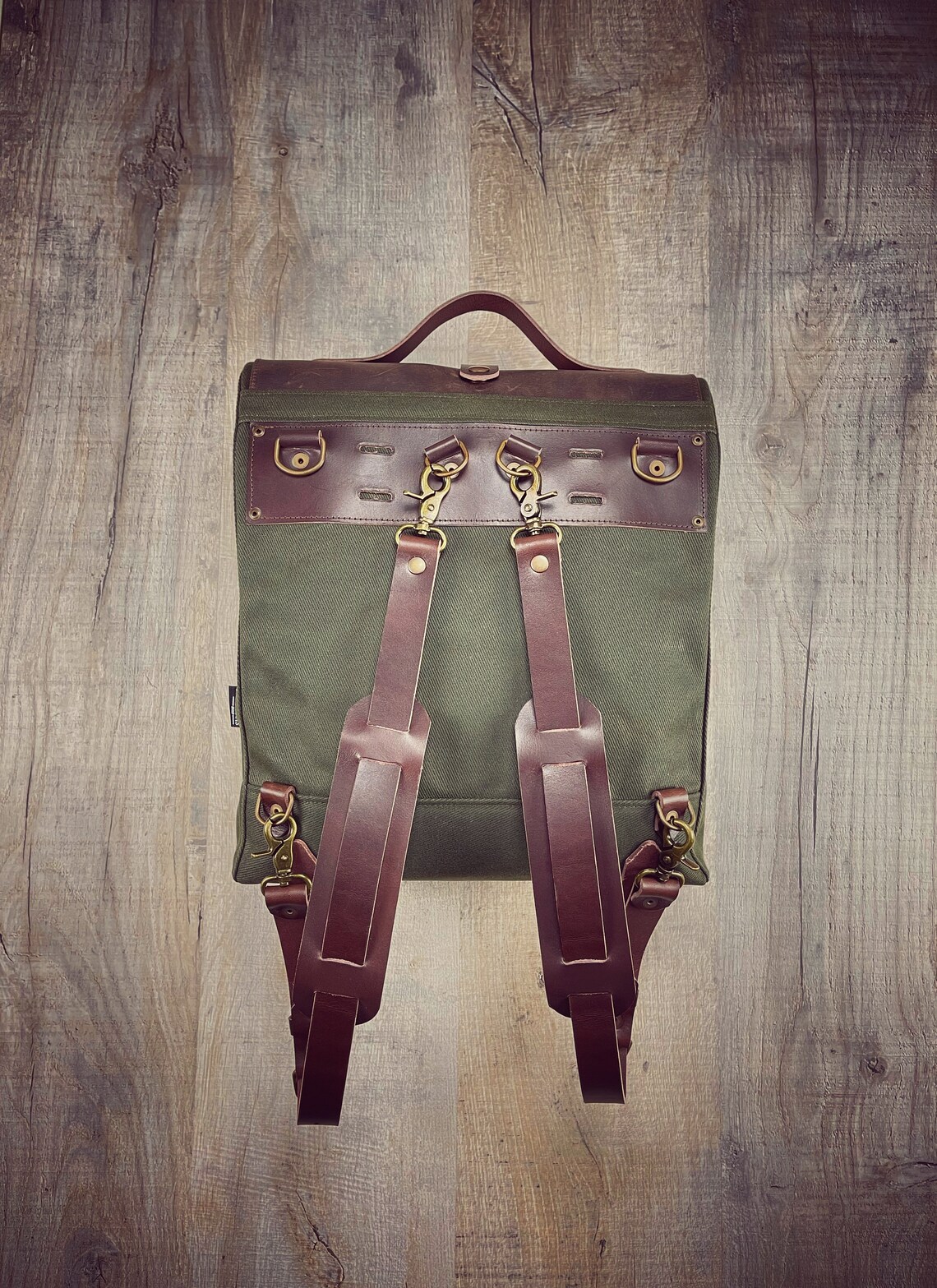 Waxed Canvas and Leather Backpack for Cyclists Convertible Etsy