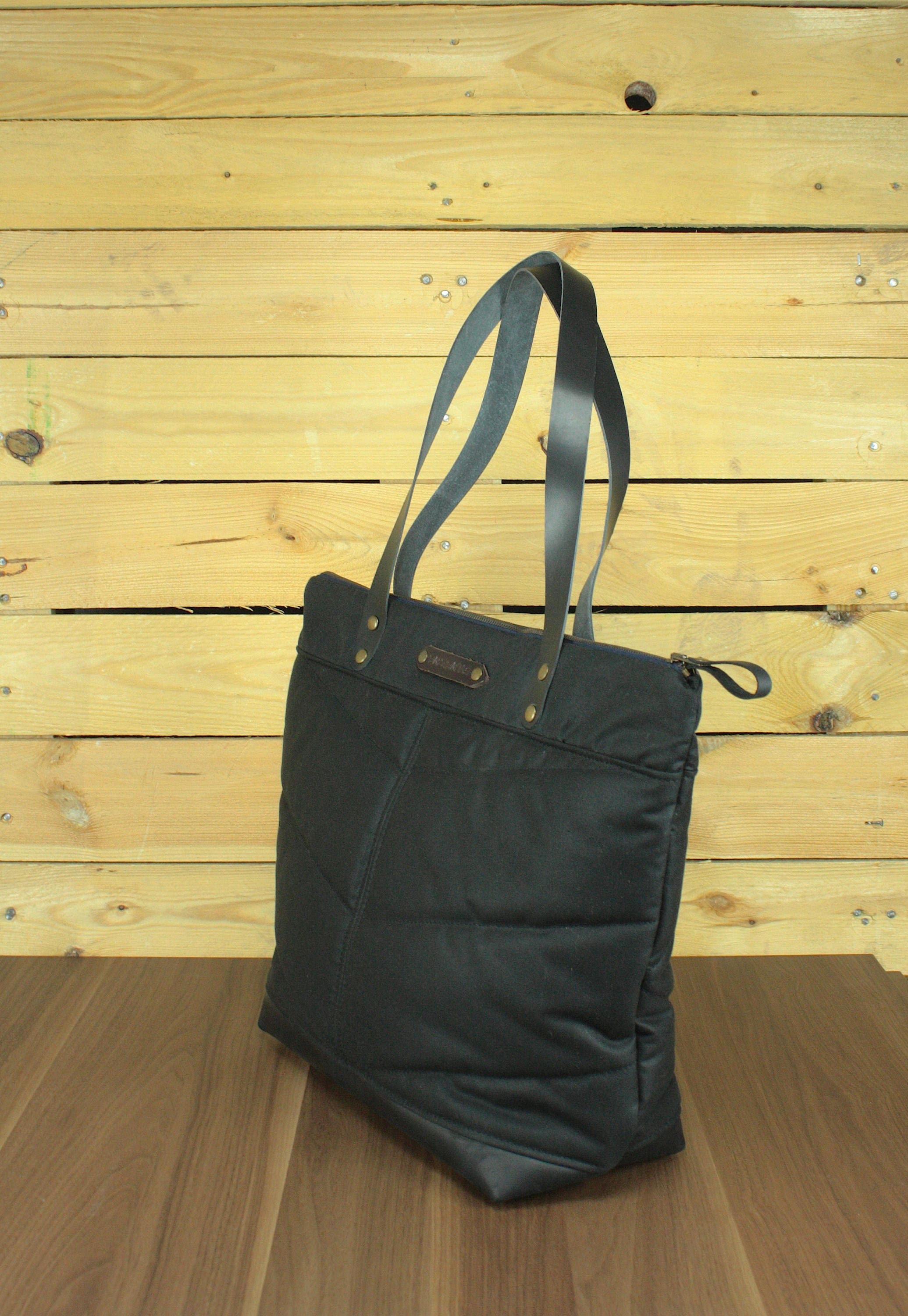 Waxed Canvas Tote Bag Travel Bag Canvas Tote Black Waxed Etsy
