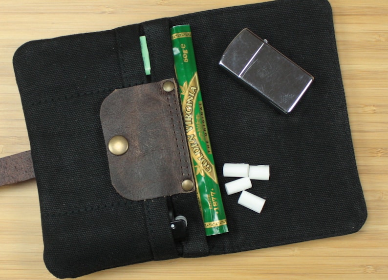 Waxed Canvas Tobacco Pouch Handmade Tobacco Pouch Small Etsy