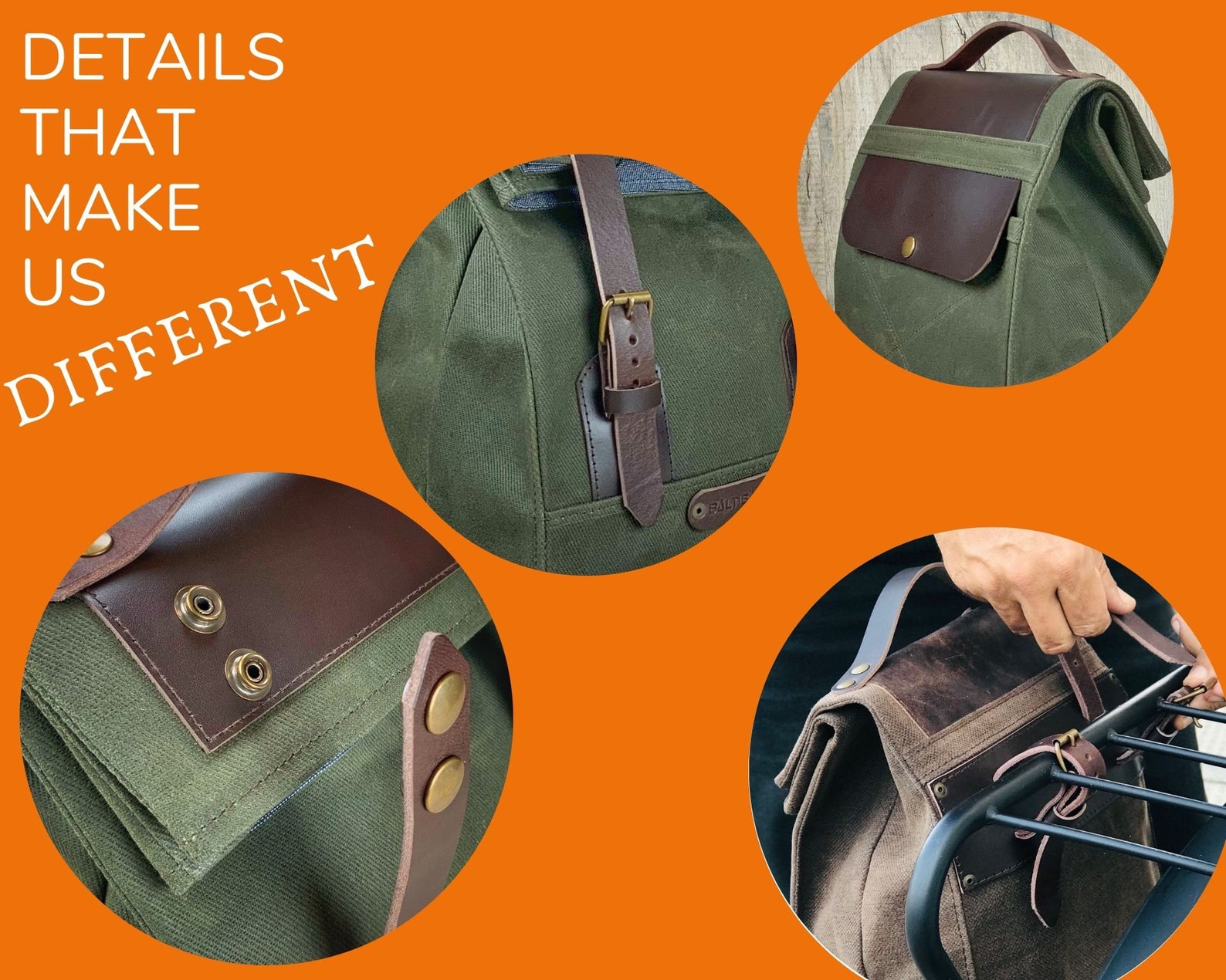 Brown lunch bag with handle Waxed canvas lunch bag Waxed Etsy