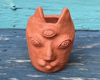 Third Eye Cat Pot: Original handmade cat pot