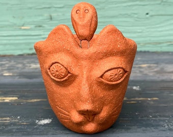 Owl Keeper Pot: Original handmade cat pot