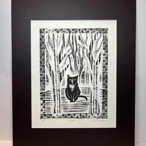 Outdoor Cat: Collagraph print of an exterior scene. image 4