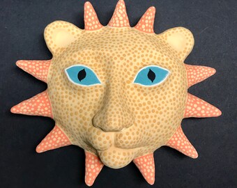 Sun Cat: original, handmade colorful ceramic cat mask