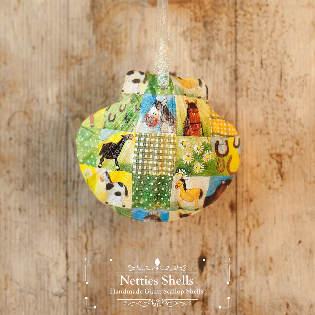 Hanging Horse Decoration on a Giant Scallop Shell Horse Gift Etsy