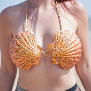DIY Swimmable Glittery Mermaid Bra With Pearls Beads and Real