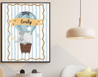Personalized Initial Name Print Custom Name Sign Nursery Printable Art Kids Wall Decor  Baby Room Monogram Digital Download
