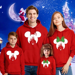 Disney Matching Family Hoodies Mickey Mouse Minnie Mouse Disneyland Castle Hoody for Mom Dad Boys Girls Family Disney Trip