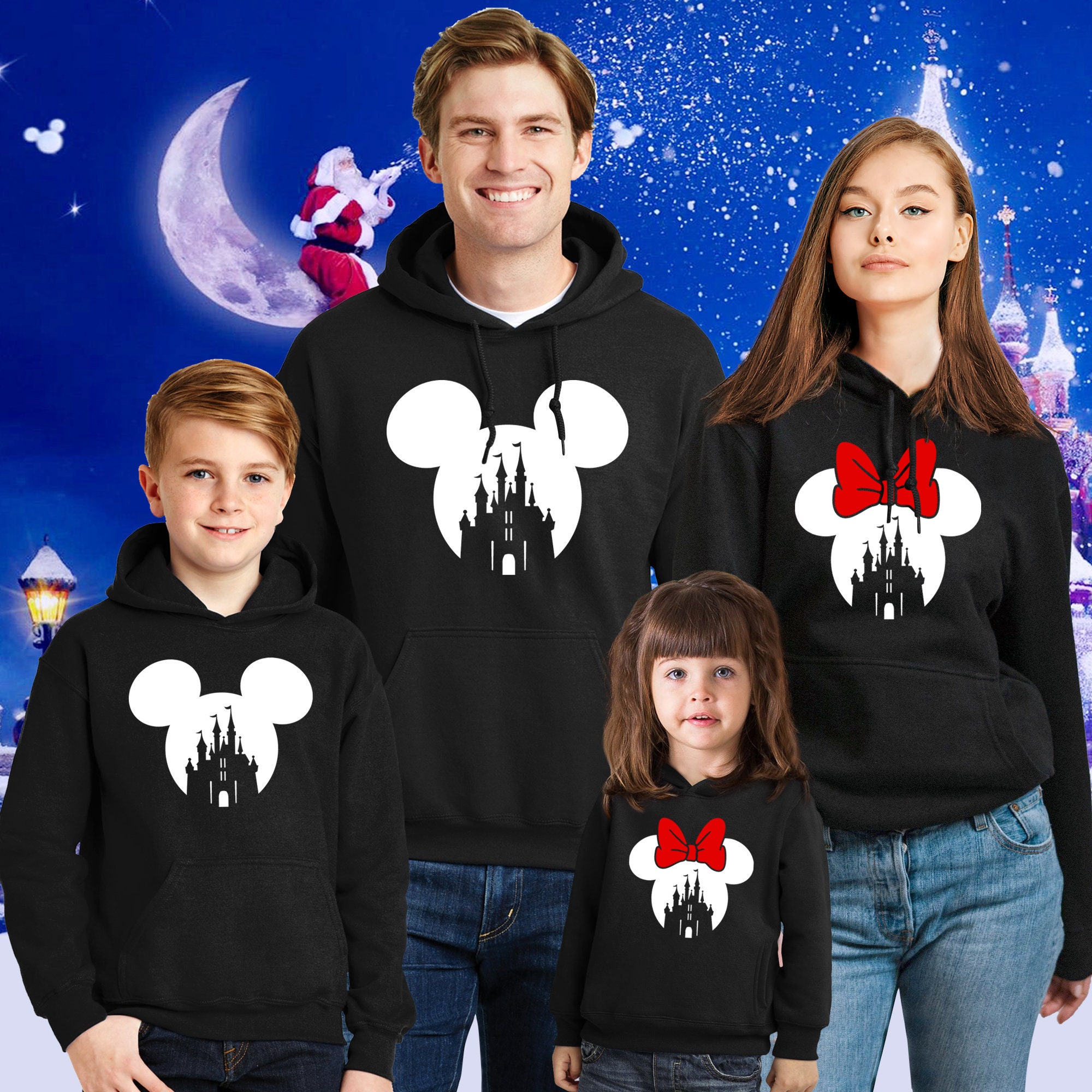 Disney Matching Family Hoodies Mickey Mouse Minnie Mouse Disneyland Castle Hoody for Mom Dad Boys Girls Family Disney Trip Etsy Ireland