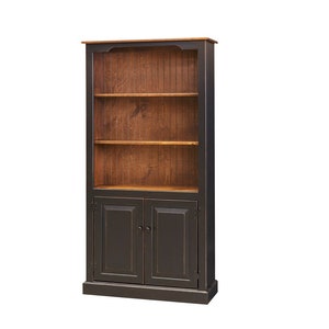 Hemingway - Amish 6ft Bookcase with Doors - Handcrafted from Solid Wood - Free Delivery Within the USA