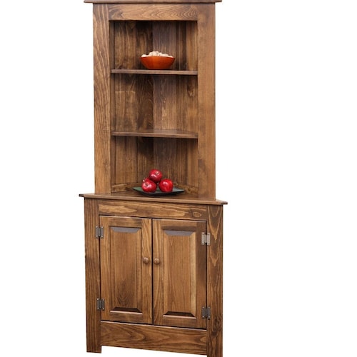 Farmhouse Amish Small Corner With Open Shelves Etsy