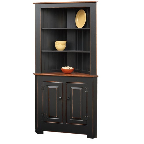 Farmhouse Amish Small Corner With Open Shelves Etsy