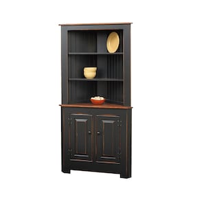 Lancaster - Amish Corner Cabinet with Open Shelves - Free Shipping