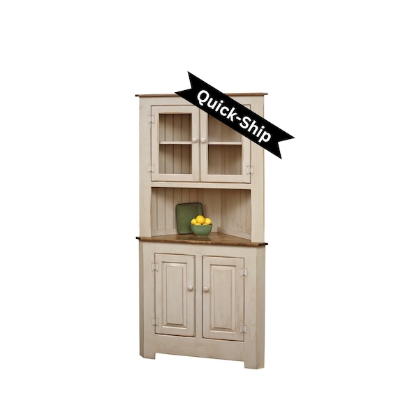 Quick-Ship / Amish Farmhouse Corner Cabinet / Free Shipping (Ships in 2-4 weeks)