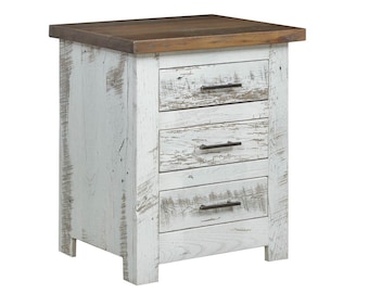 Tioga -  Reclaimed Barn Wood 3 Drawer Nightstand - FREE SHIPPING