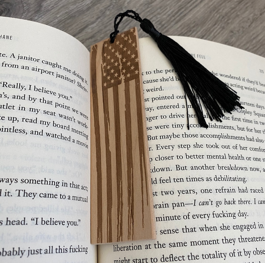 Distressed American Flag Wood Bookmark - Etsy