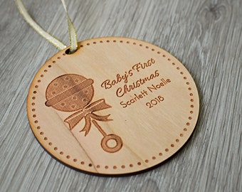 Wood Baby's First Christmas Ornament