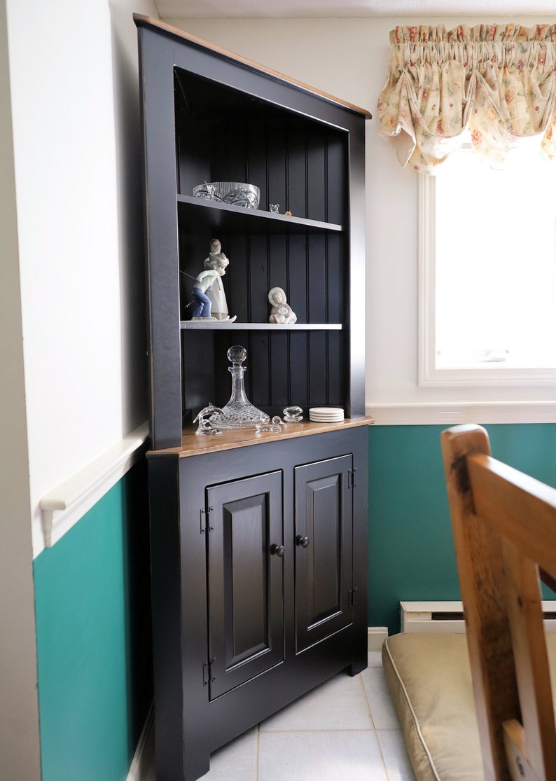 Lancaster Amish Corner With Open Shelves Free Etsy