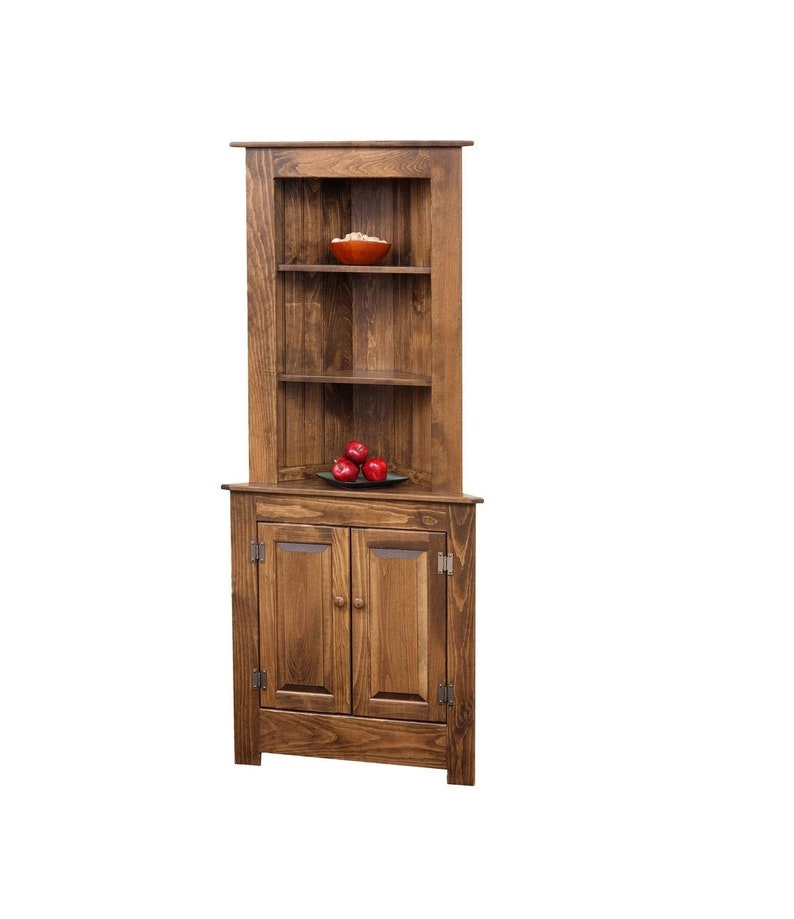 Farmhouse Amish Small Corner with Open Shelves Etsy