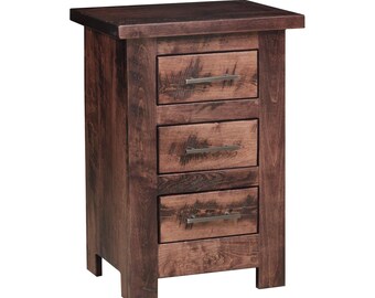 Tioga -  Reclaimed Barn Wood Small 3 Drawer Nightstand - FREE SHIPPING