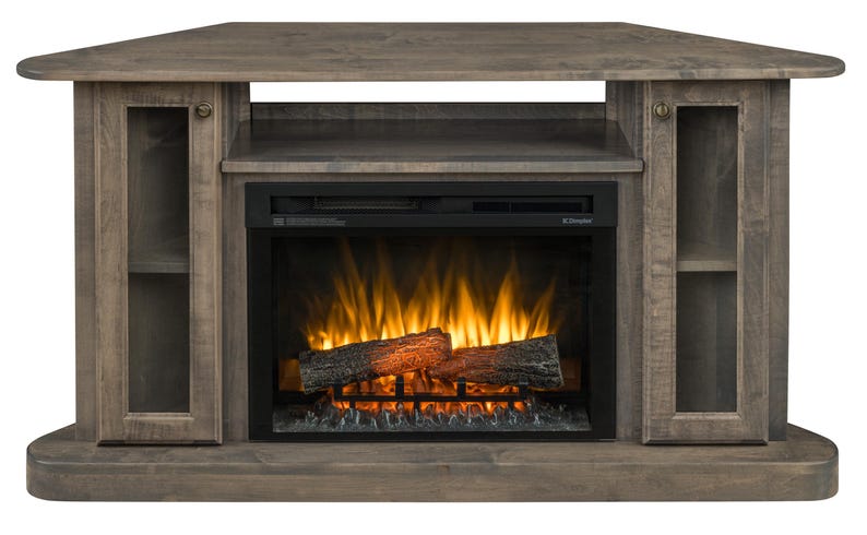 The Wood Reserve Shelburn Corner TV Cabinet With Electric Fireplace