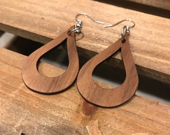 Boucles d’oreilles en bois de bois de bois de larme dangle