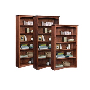 Amish Handcrafted - Shaker Open Bookcase - Oak or Rustic Cherry - FREE SHIPPING (Ships out in 7-10 Weeks) - 60" or 72" Height