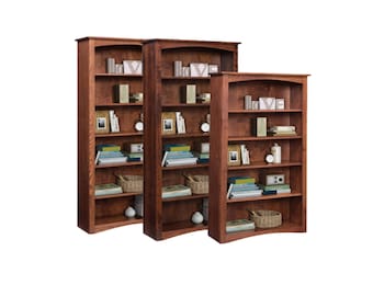 Amish Handcrafted - Shaker Open Bookcase - Oak or Rustic Cherry - FREE SHIPPING (Ships out in 7-10 Weeks) - 60" or 72" Height